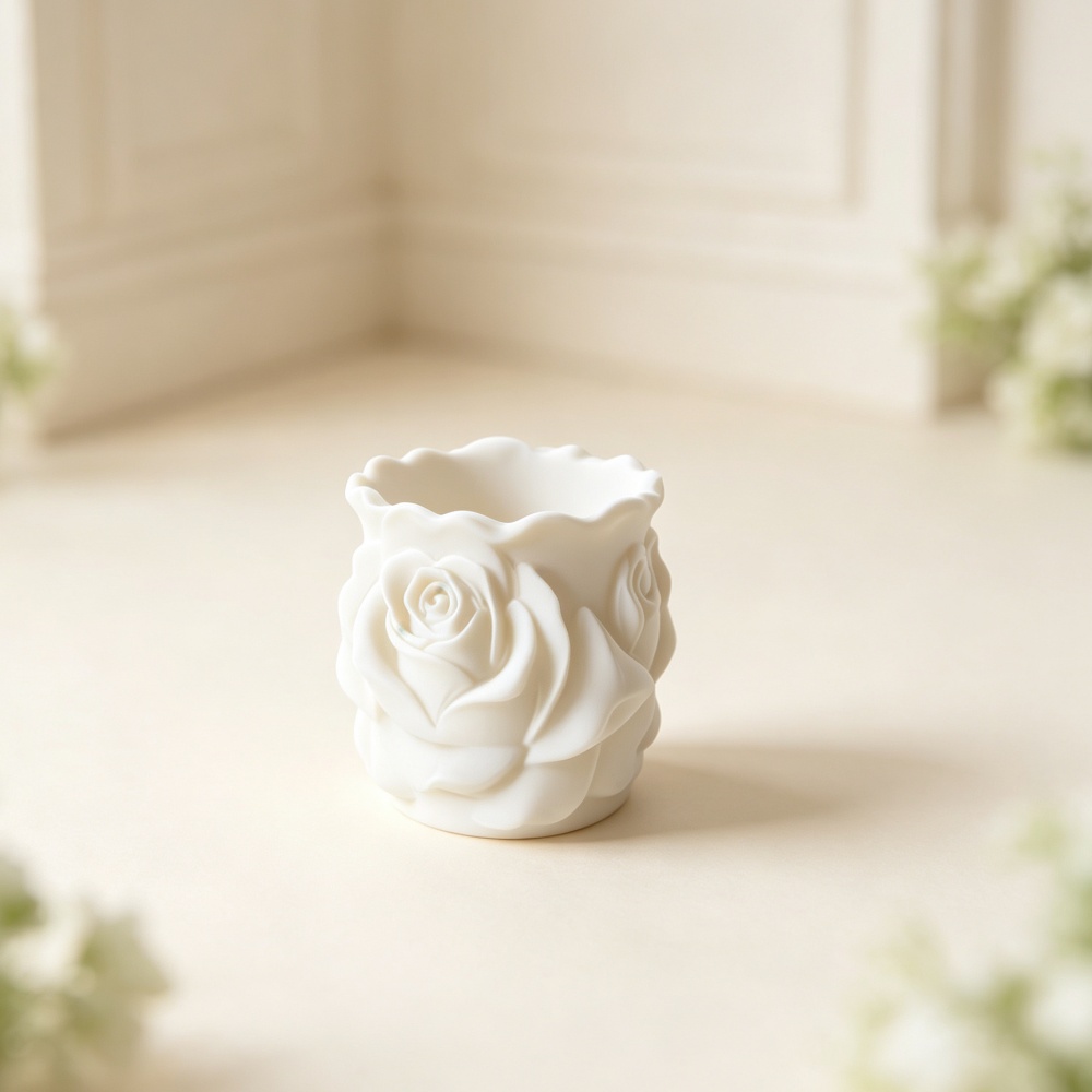 3D Printing Pot - 3D Printed White Rose Planter Elegant