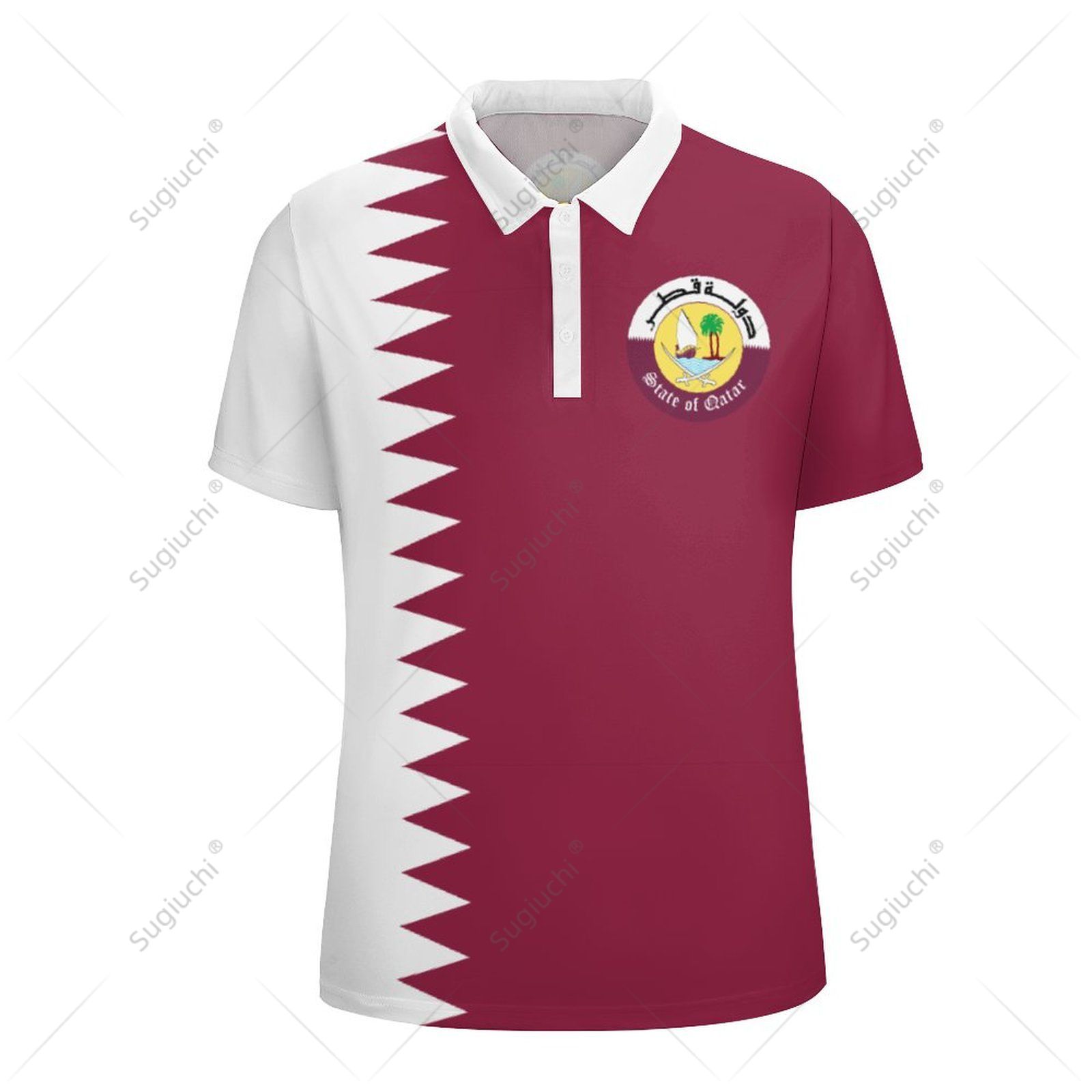 Unisex Polo Shirt Qatar Flag 3 - 3D Printing Qatar ulasan dan harga