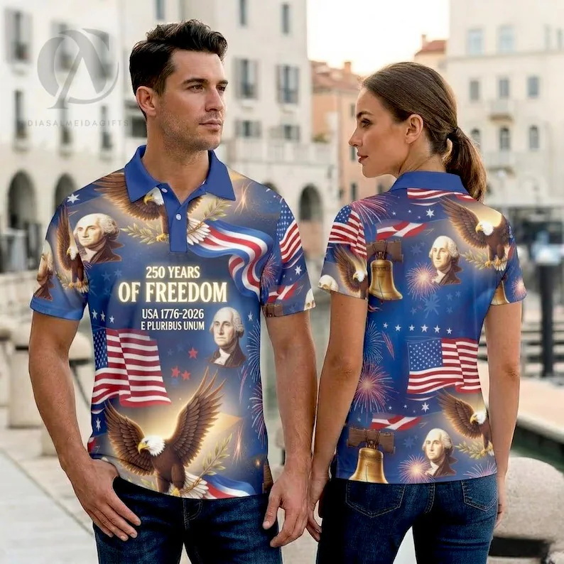 Mens Patriotic Golf Polo Shirt - 3D Printing Eagle ulasan dan harga