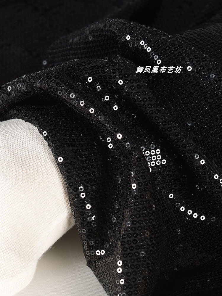 Black High Elastic Sequin Fabr - 3D Printing On Fabric ulasan dan harga