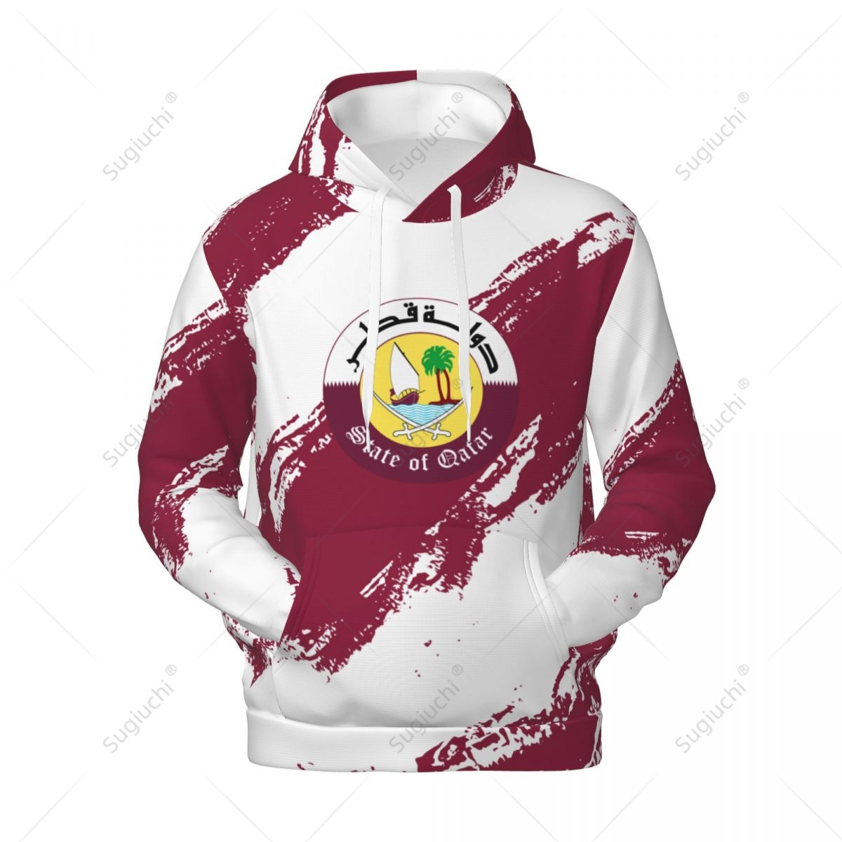 Unisex Qatar Flag Color Hoodie - 3D Printing Qatar ulasan dan harga